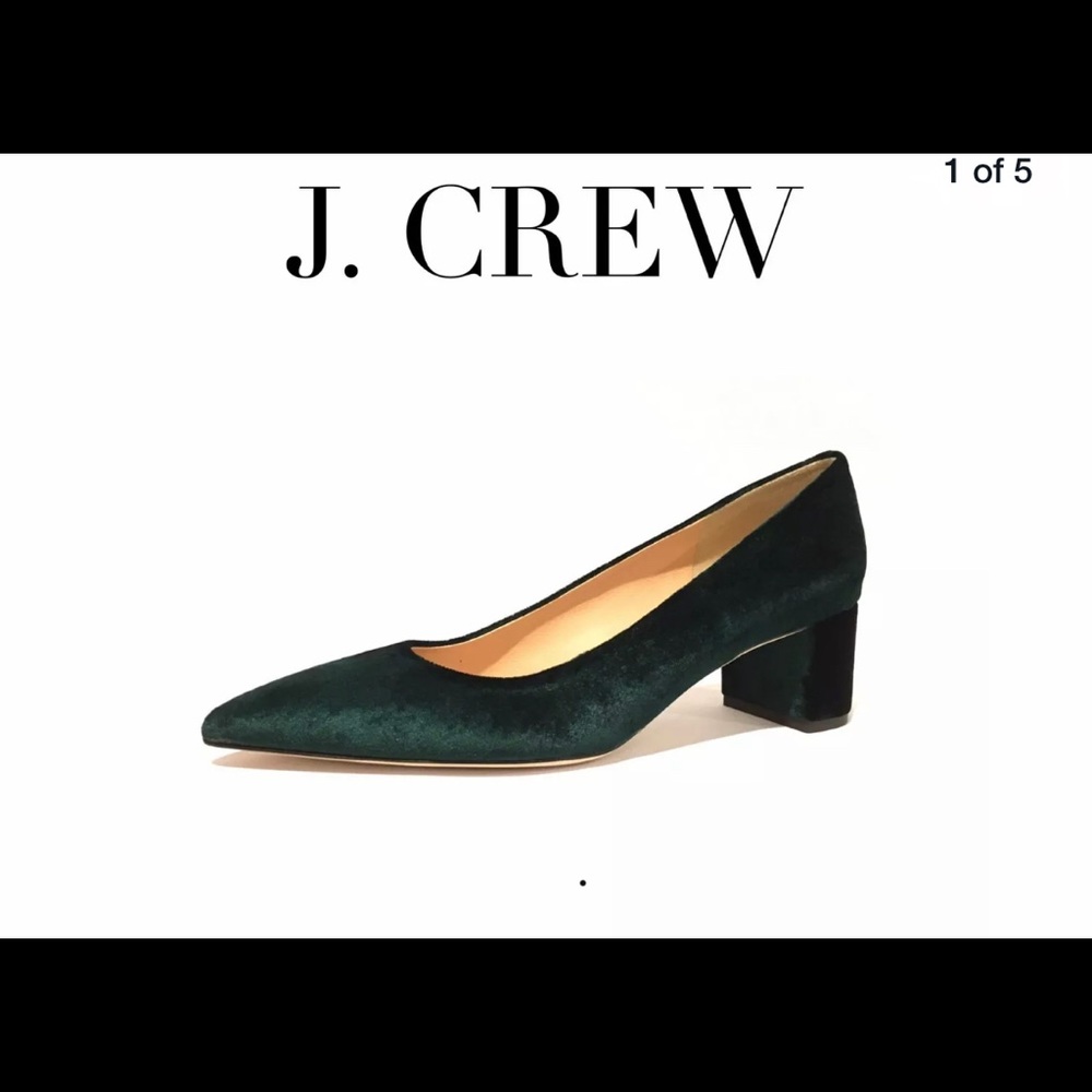JCrew Green velvet pumps
